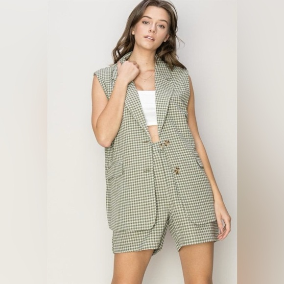 HYFVE Jackets & Blazers - HYFVE Single-Breasted Sleeveless Suit and Shorts Set